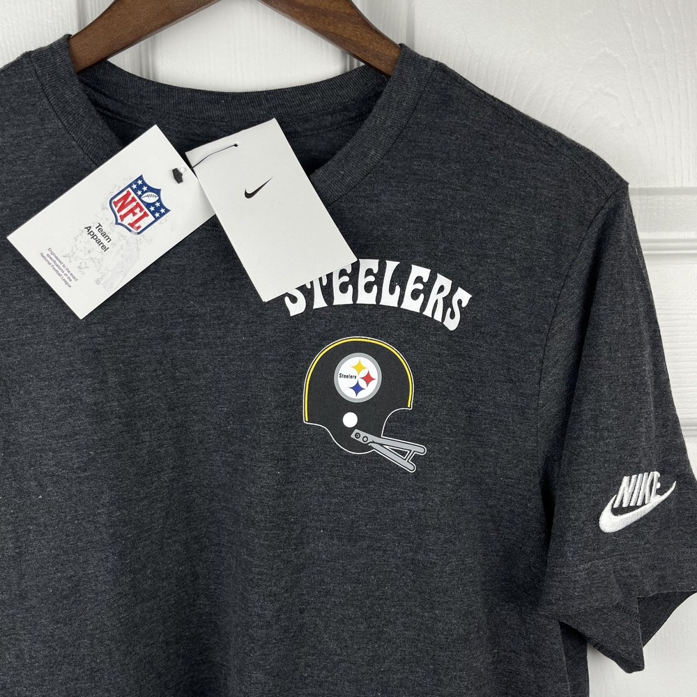 Pittsburgh Steelers Nike Shirt Mens Medium Gray NFL Football‎ Helmet Tee NEW